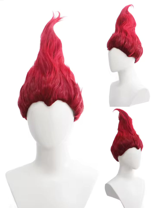 Anime character adult Nezha red pointy onion head synthetic red dress wig for women and men fashion stage show cosplay costume